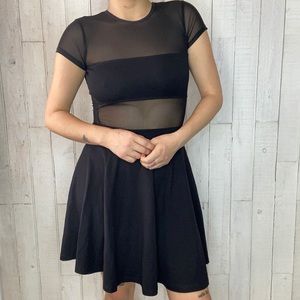 American Apparel Black Mesh A-Line Mini Dress